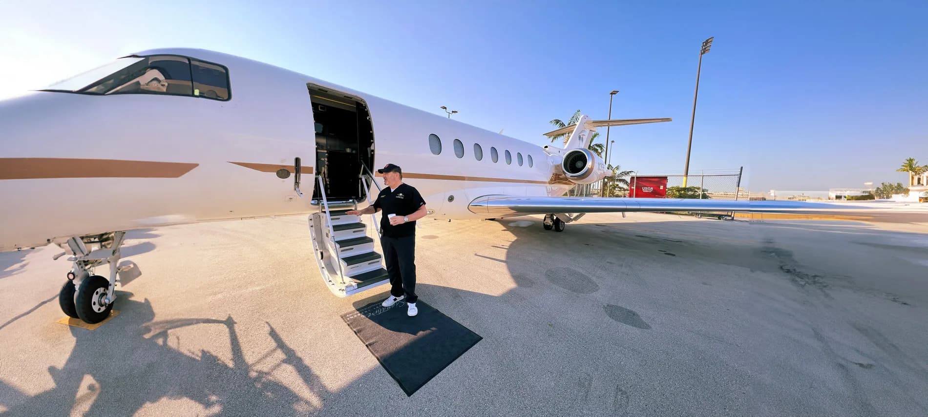 Dr. Zev Neuwirth aboard private aircraft providing in-flight medical care